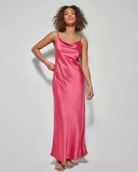 Длинная атласная ночная рубашка Gisela, розовый