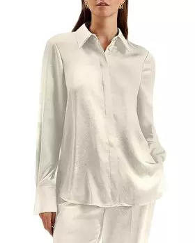 Длинная атласная рубашка Sonora Ted Baker, слоновая кость/кремовый