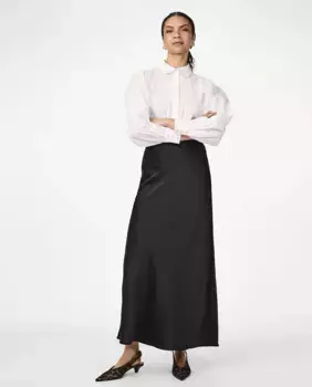Длинная атласная юбка Yas, черный