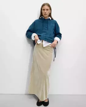 Длинная бархатная юбка в однотонном исполнении Parfois, цвет Crudo