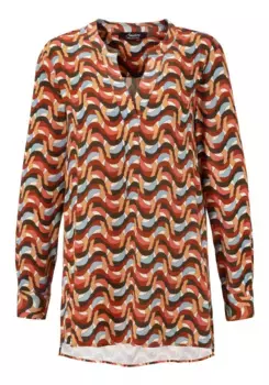 Длинная блузка Aniston SELECTED, форма маллет – сзади длиннее, чем спереди – НОВАЯ КОЛЛЕКЦИЯ, синий