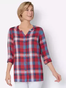 Длинная блузка Classic Basics, цвет Erdbeere-Mittelblau-Kariert