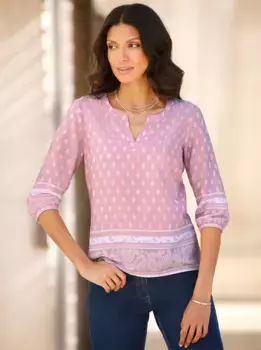 Длинная блузка Classic Basics, цвет Hortensie-Ecru-Bedruckt