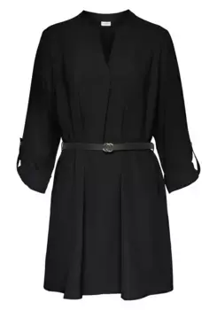 Длинная блузка LASCANA (с поясом под кожу), из креповой ткани, свободное платье-блузка, элегантный шик, черный