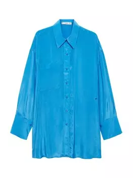 Длинная блузка MANGO Blouse Ramona, лазурный
