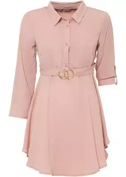 Длинная блузка с поясом из переработанного полиэстера Bodyflirt, розовый