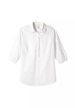 Длинная блузка с вышивкой-люверсами и закругленным краем sheego