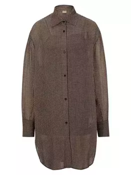 Длинная блузка свободного кроя из парусины с принтом Boss, цвет patterned