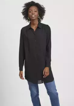 Длинная блузка Vila "VILUCY TUNIC", длина туники, черный