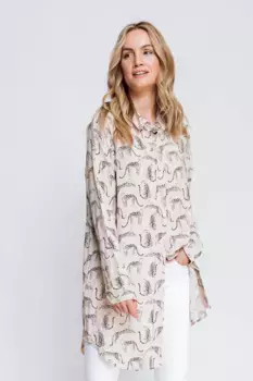 Длинная блузка Zhrill с принтом по всей поверхности, бежевый