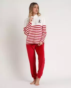 Длинная бордовая женская вязаная пижама Disney