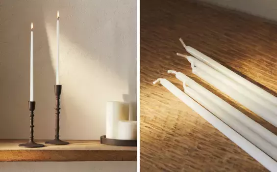 Длинная цилиндрическая свеча (6 шт. в упаковке) Zara Home, экрю