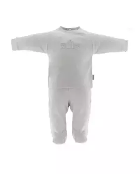 Длинная детская пижама-двойка с вышивкой в виде замка Cambrass, серый