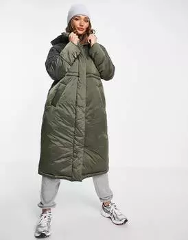 Длинная дутая парка цвета хаки ASOS DESIGN