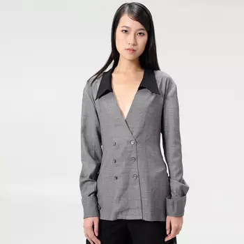 Длинная двубортная рубашка строгого кроя Smart And Joy, серый