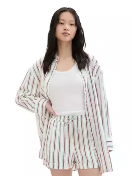 Длинная джинсовая блузка TOM TAILOR в полоску Tom Tailor Denim, цвет Multicolor Vertical Stripe