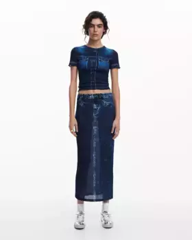 Длинная джинсовая юбка Desigual, синий