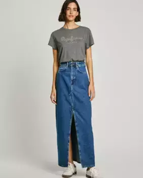 Длинная джинсовая юбка классического кроя Pepe Jeans, синий