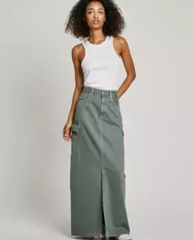 Длинная джинсовая юбка классического кроя Pepe Jeans, цвет Verde Militar