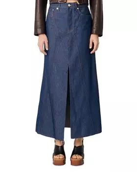 Длинная джинсовая юбка Maje, синий