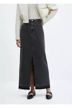 Длинная джинсовая юбка Mango, черный