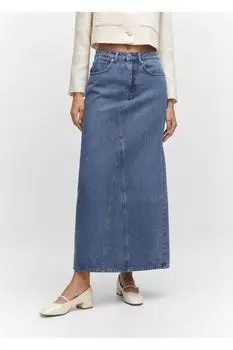 Длинная джинсовая юбка Mango, синий