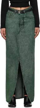 Длинная джинсовая юбка макси MM6 Maison Margiela, Green