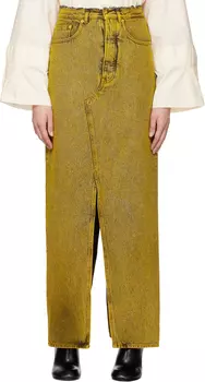 Длинная джинсовая юбка макси MM6 Maison Margiela, желтый