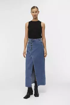 Длинная джинсовая юбка Object, синий