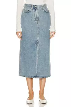 Длинная джинсовая юбка Rona Loulou Studio, цвет Washed Light Blue