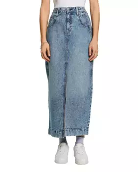 Длинная джинсовая юбка с 5 карманами, переработанный хлопок Esprit, синий