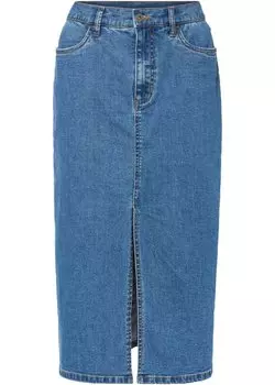 Длинная джинсовая юбка с разрезом из ткани positive denim #1 Rainbow, синий
