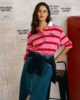 Длинная джинсовая юбка с разрезом спереди Pepe Jeans, синий