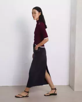 Длинная джинсовая юбка с вырезом сзади Easy Wear, серый