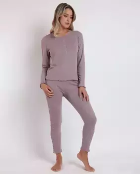 Длинная фиолетовая женская пижама вязаная Admas