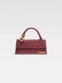 Длинная фирменная сумка с пряжкой букле Le Chiquito Jacquemus, темно-бордовый