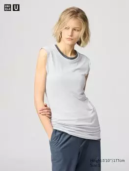 Длинная футболка из 100% хлопка supima (без рукавов) Uniqlo, серый
