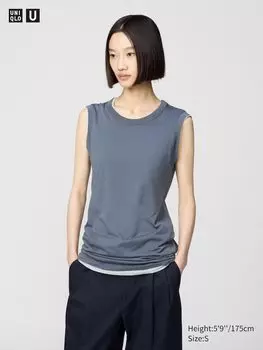 Длинная футболка из 100% хлопка supima (без рукавов) Uniqlo, серый