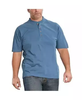 Длинная футболка на пуговицах Big & Tall от Kingразмера Heavyweight с короткими рукавами Boulder Creek, синий