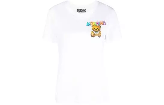 Длинная футболка с круглым вырезом и принтом MOSCHINO, белый