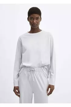 Длинная хлопковая пижама Mango, серый