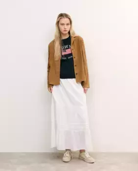 Длинная хлопковая юбка с вышивкой Brownie, белый