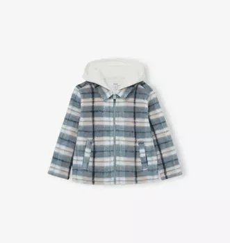 Длинная клетчатая тканая рубашка Ostler с капюшоном 3-9 лет Reiss, синий