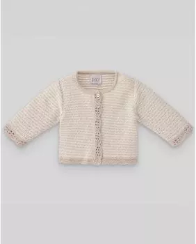 Длинная контрастная хлопковая куртка для девочки, связанная крючком PAZ Rodrguez, светло-коричневый