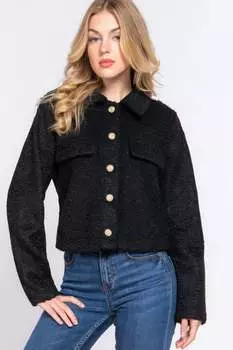 Длинная короткая куртка из флиса Slv Teddy FASHNZFAB, черный