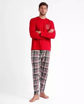 Длинная красная вязаная мужская пижама Admas, красный