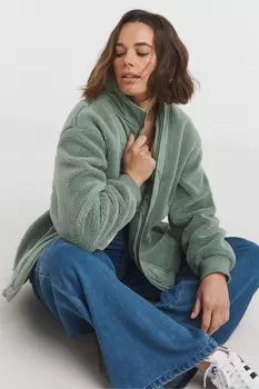 Длинная куртка из борда с воротником стойкой Jd Williams, зеленый