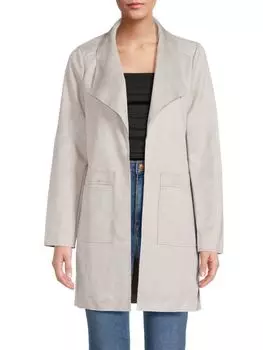 Длинная куртка из искусственной замши с открытым передом Ellen Tracy, цвет Ice Grey