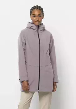 Длинная куртка Jack Wolfskin "MAINKAI LONG JKT W", с капюшоном, цвет Quail