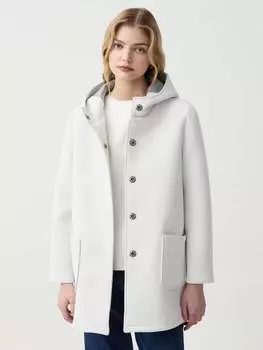 Длинная куртка на пуговицах и капюшоне Hybrid, цвет ice white